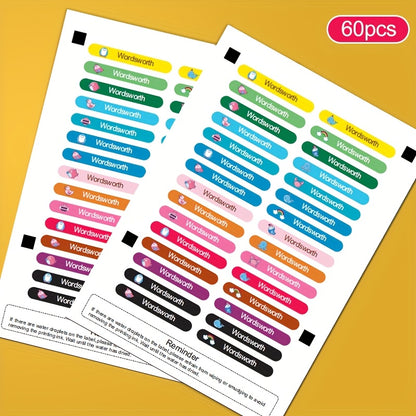Colour Buddy Pencil Name stickers (60 pieces)